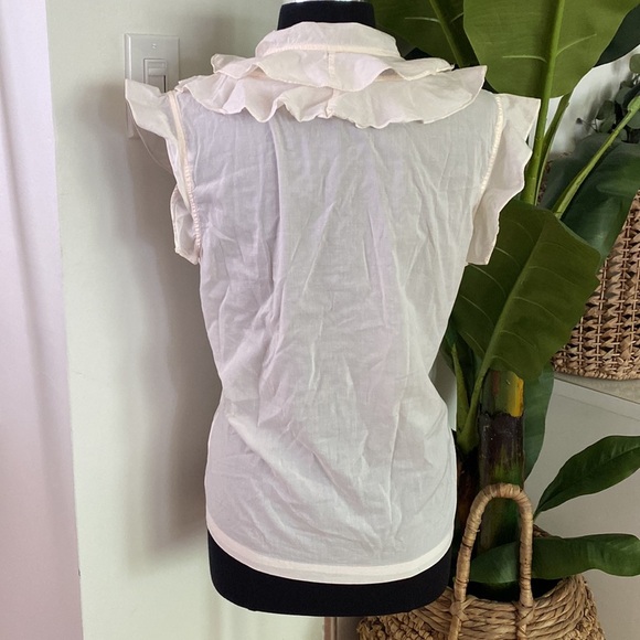 French Connection Ivory Blouse with Ruffles - Picture 5 of 7